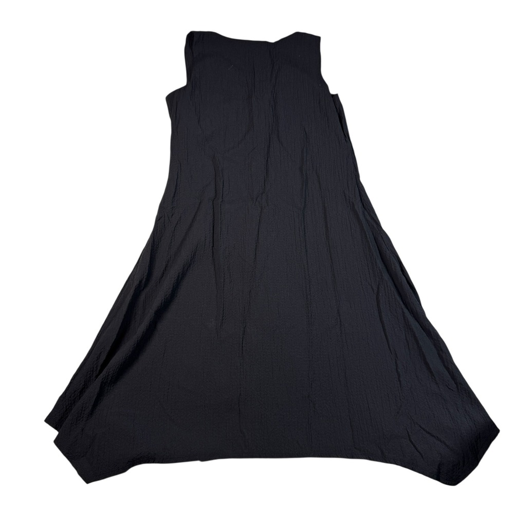 Habitat Clothes To Live In Black Crinkle Textured V-Neck Sleeveless Midi Dress M